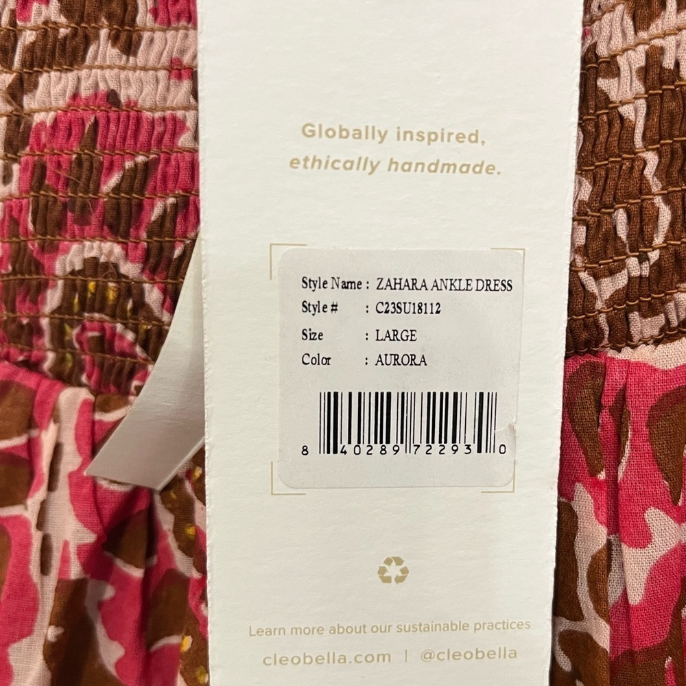 Cleobella Red Paisley Midi Dress with Puff Sleeves - Picture 4 of 7